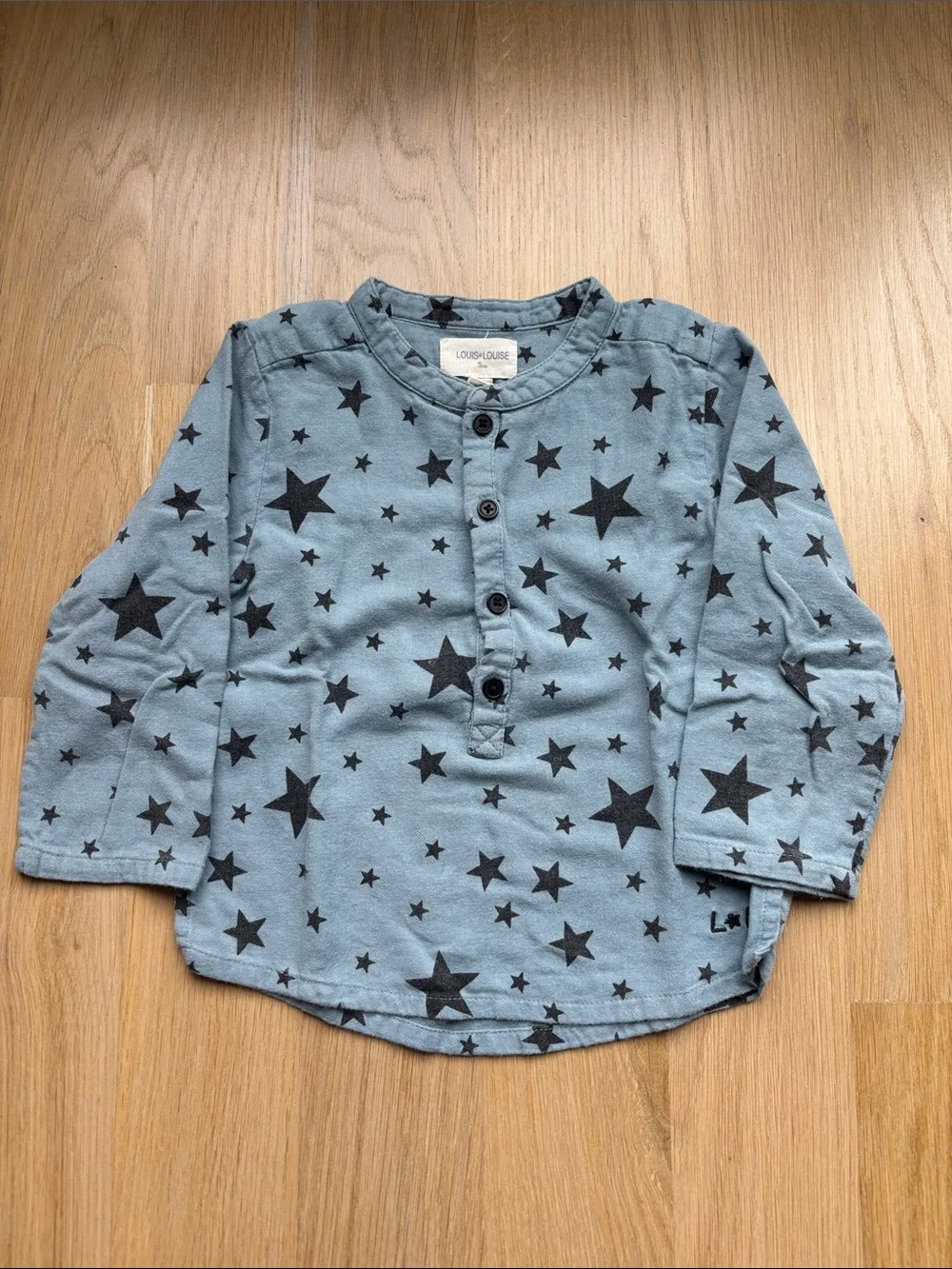 Louise Louise Blue Star Henley Long-Sleeve Tee for Kids